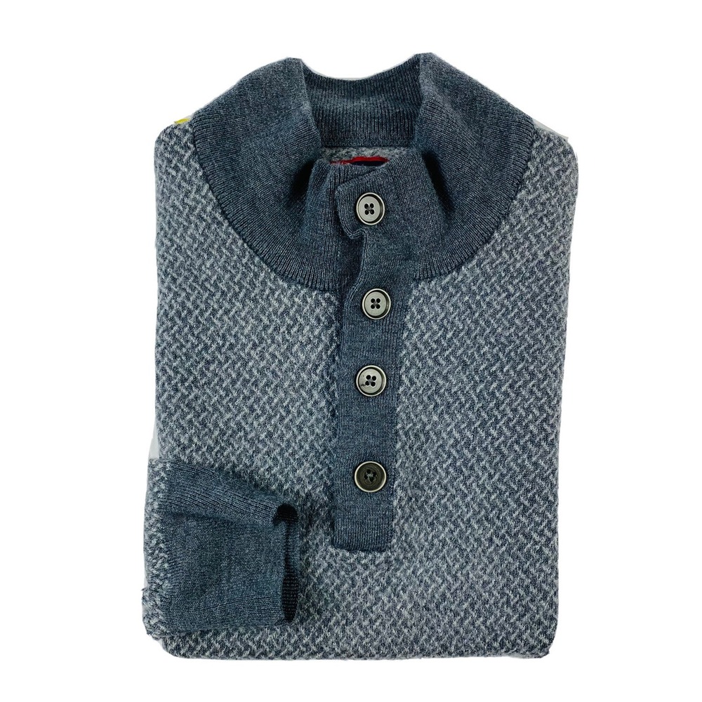 UNTUCKit Mens Sorensen Cross Stitch Button Merino Wool Sweater 2XL Gray 40793